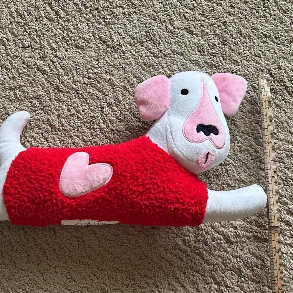 Dog Shaped Throw Pillow (or Dog Toy) w/Heart Sweater BRAND NEW